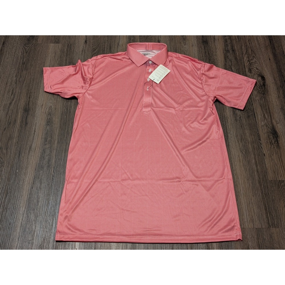 Collars & Co. Men's X-Large Tall Red Gingham\Polo‎ Shirt Lightweight